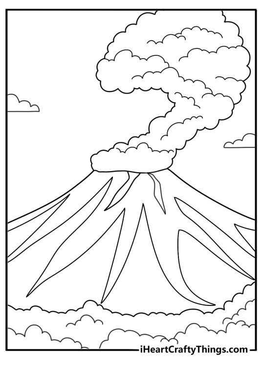 lava bombs coloring page rocks bursting from a crater during an eruption detailed sheet