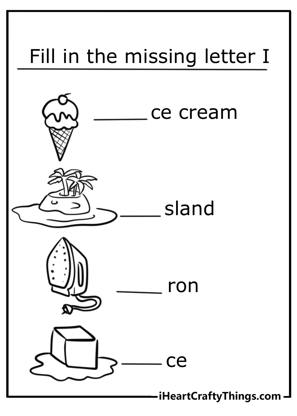 Letter i coloring worksheets