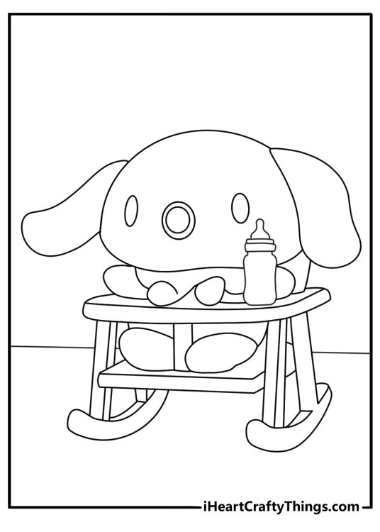 milk sits inside a small baby stroller in this adorable coloring page