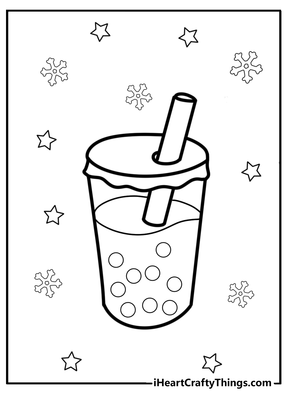 Milk tea bubble tea coloring page