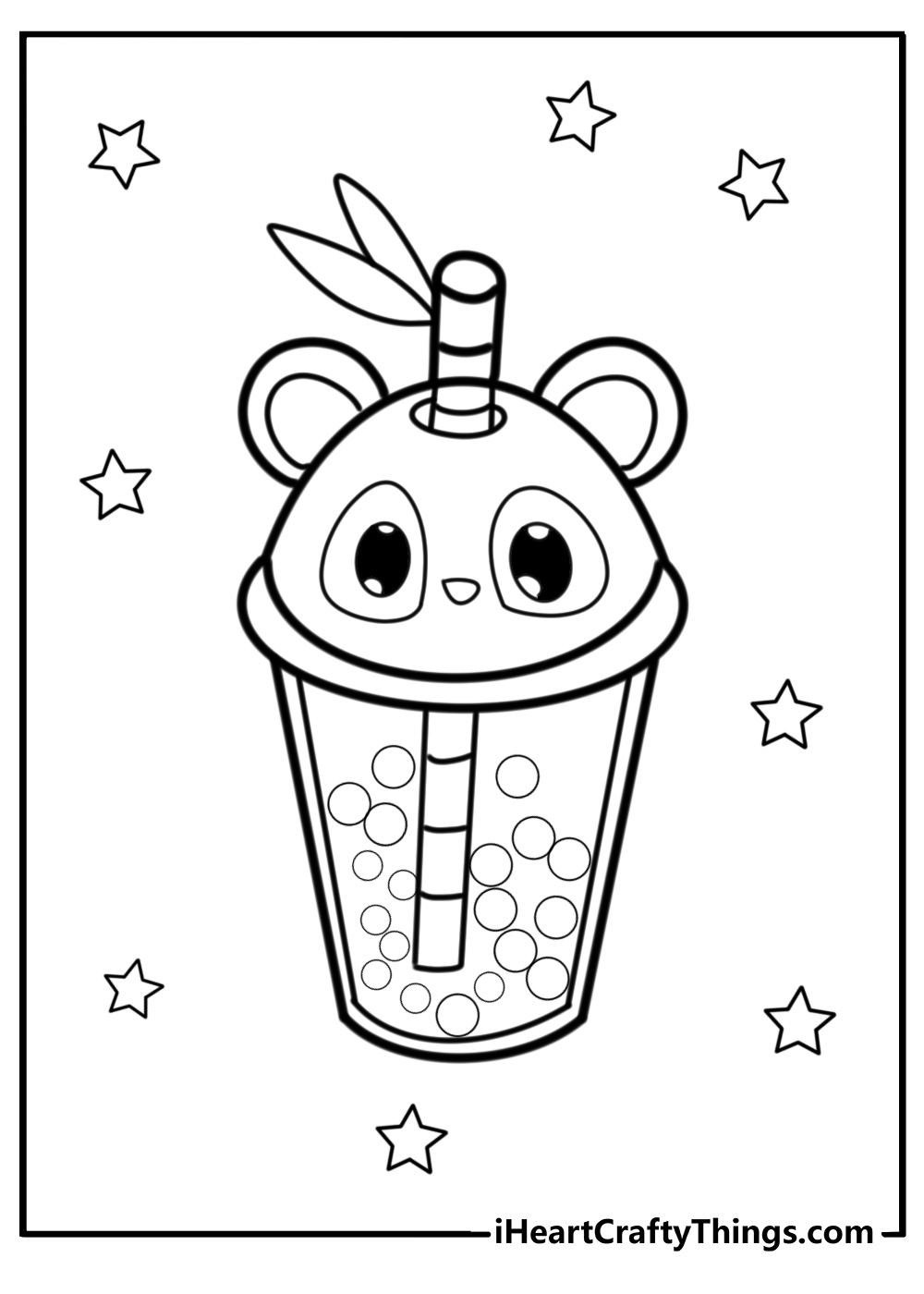 Panda bubble tea coloring pages