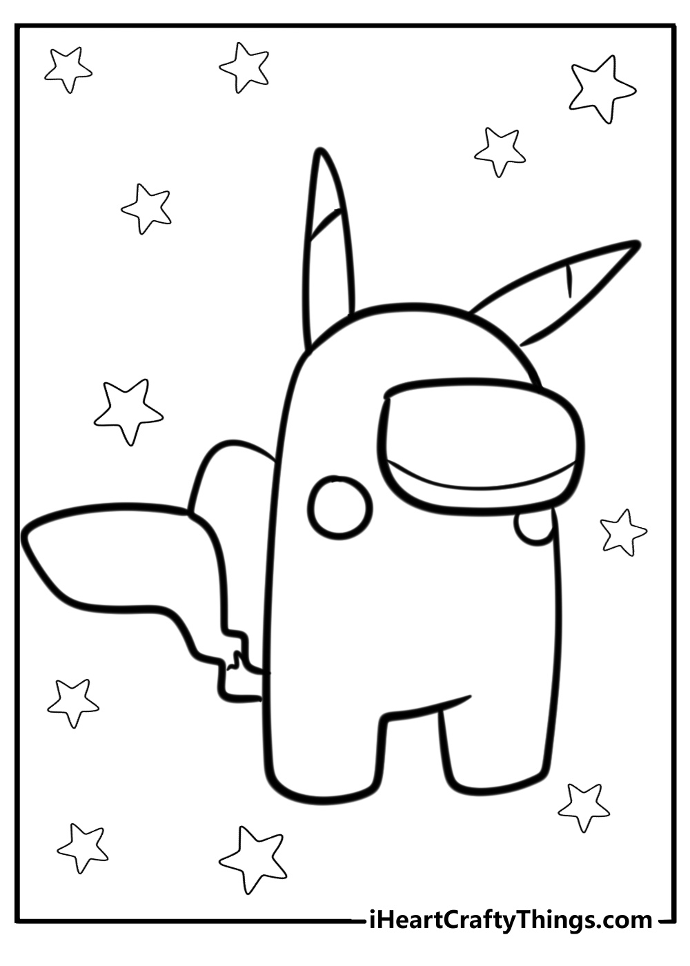 Pikachu among us coloring page