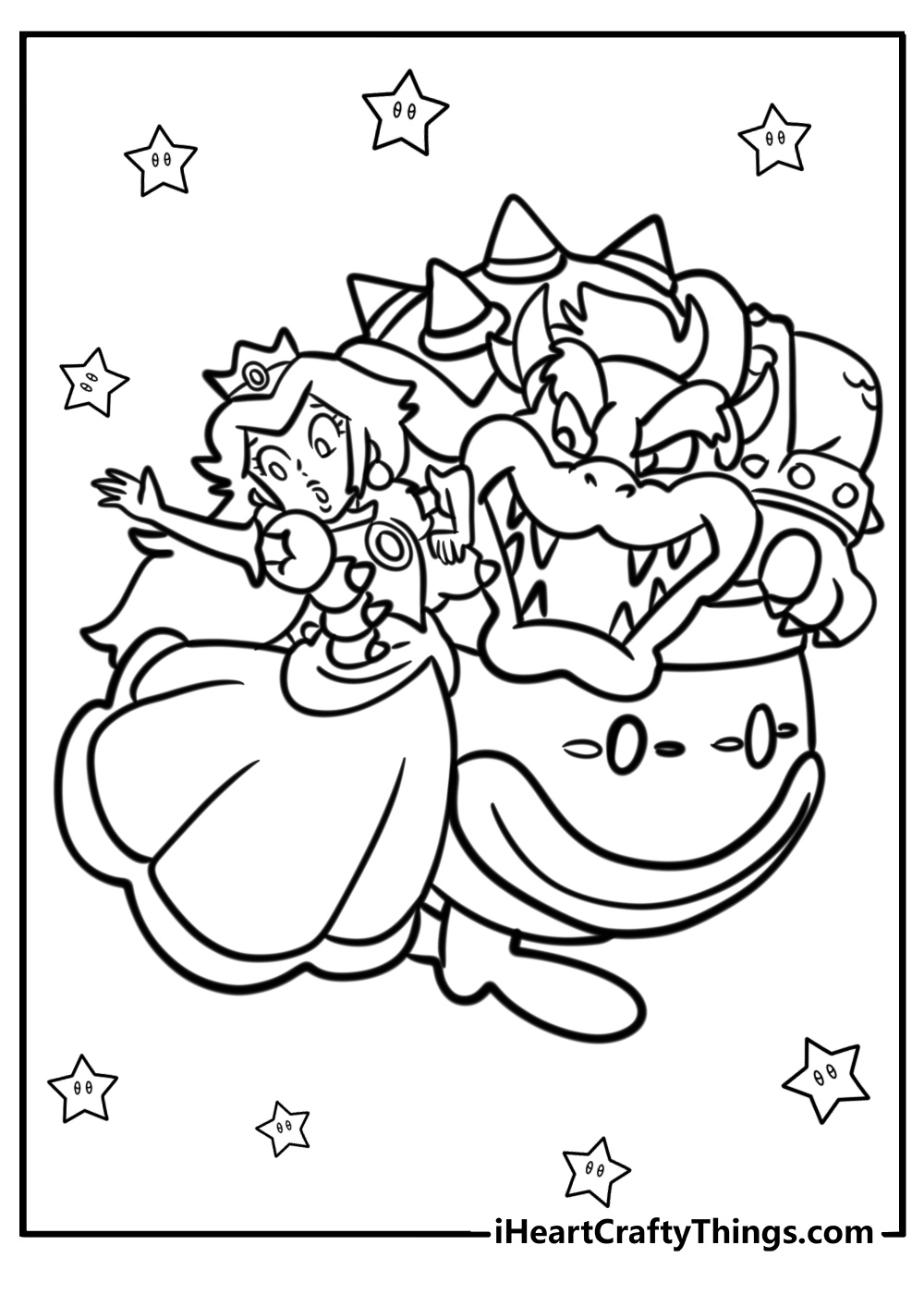 Princess peach and bowser coloring page