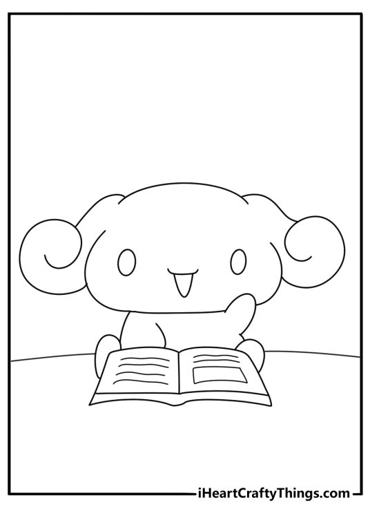 printable cinnamoroll sheet featuring espresso reading a book