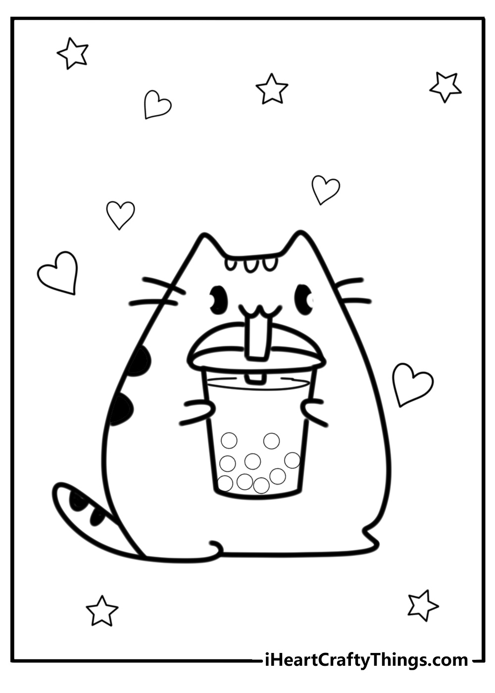 Pusheen coloring pages boba