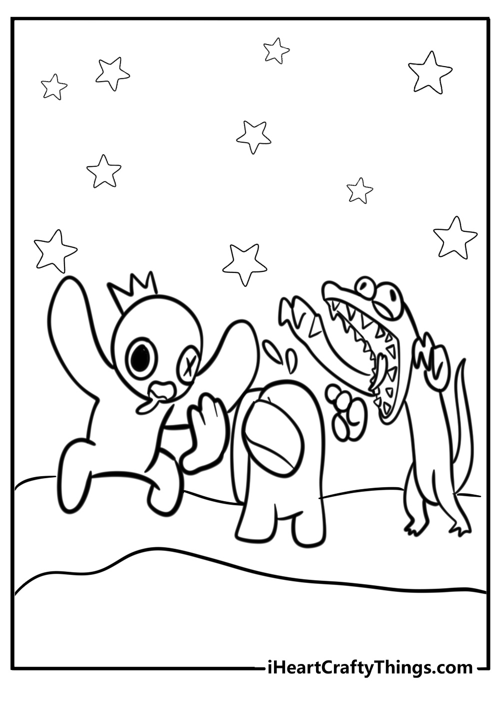 Rainbow friends among us coloring pages