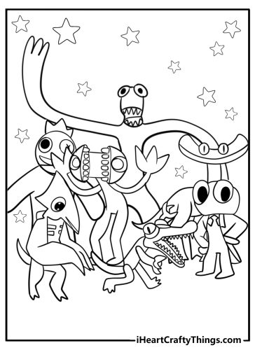 Rainbow friends coloring pages all characters