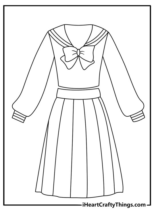 sailor dress with a wide collar and pleated skirt fills this easy printable