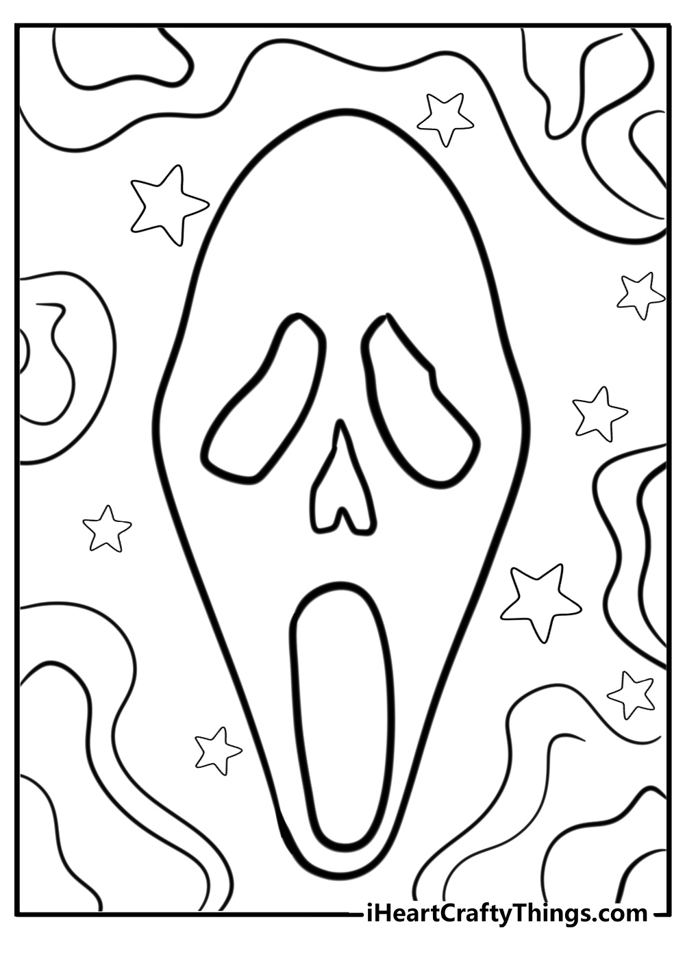 Scream mask scream coloring sheet