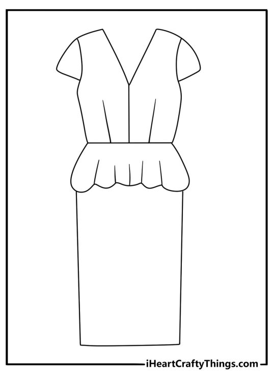 short peplum dress with a waist ruffle makes this cute fashion printable
