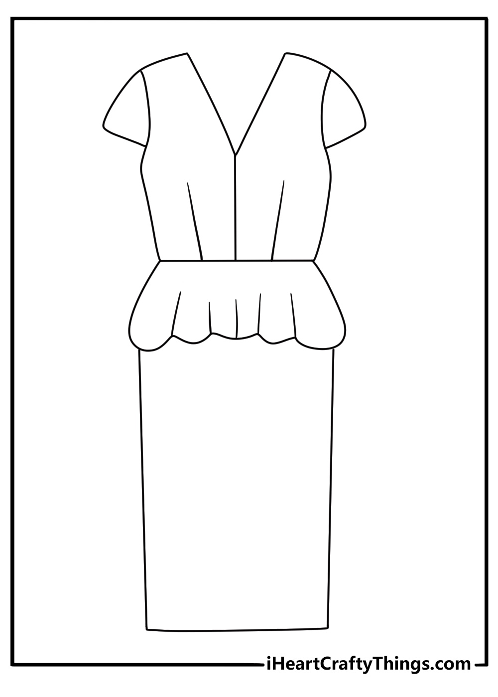 short peplum dress with a waist ruffle makes this cute fashion printable