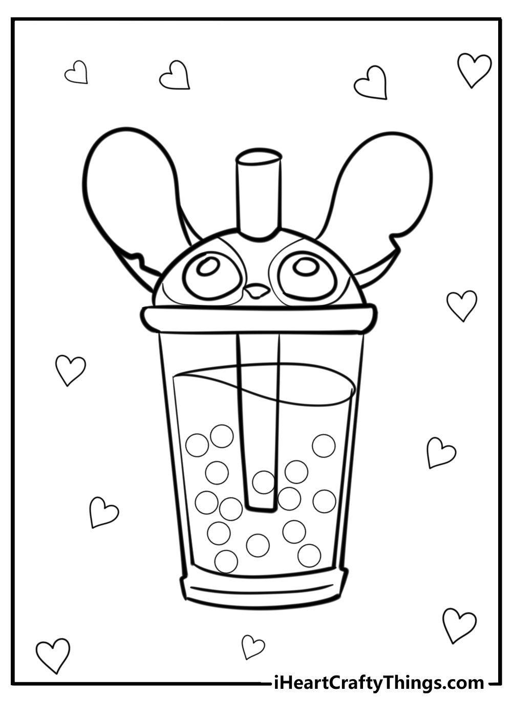 Stitch boba coloring pages