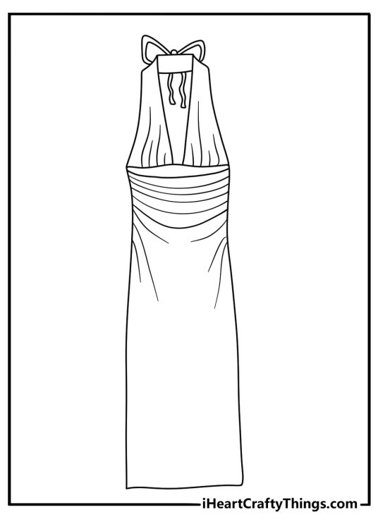 summer halter dress tied behind the neck appears in this simple printable
