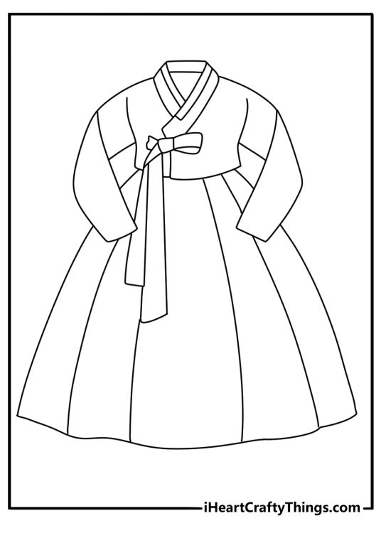traditional korean hanbok with a short jacket and full skirt makes this dress printable