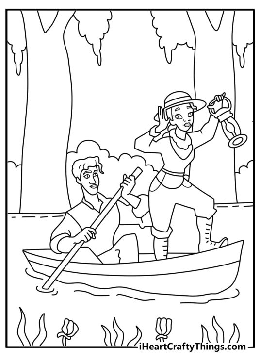 A riverboat passing through New Orleans fills this detailed coloring page