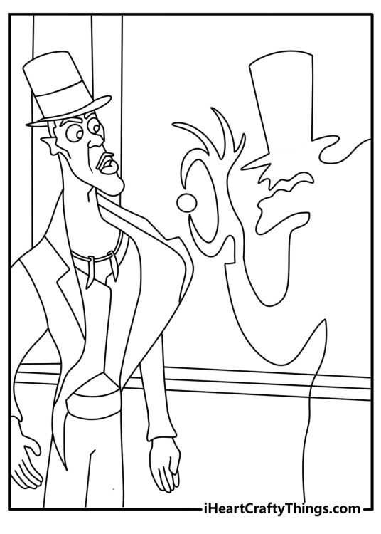 A shadow follows Dr Facilier through an alley in this spooky printable