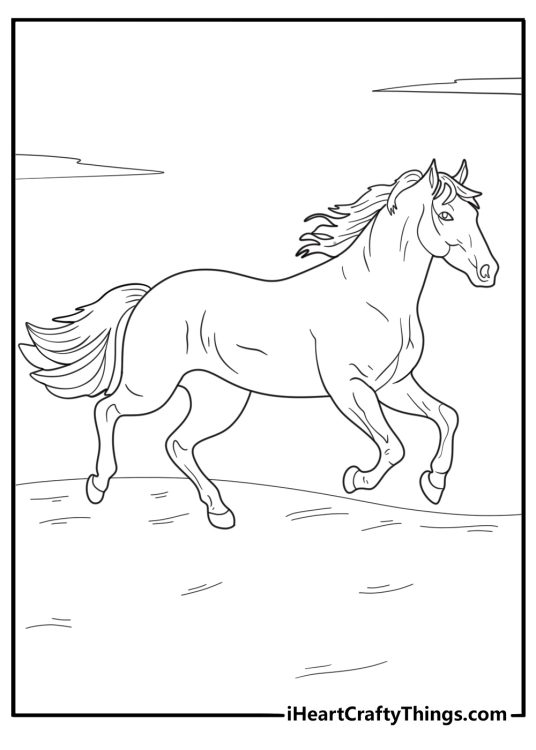 Picture capturing horse running free in the fields with its mane blowing in the wind