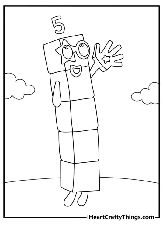 Printable math coloring page with Five counting on one hand