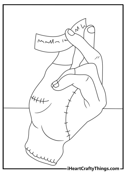 Thing carries a small message across a desk in this easy coloring page