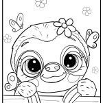 Adorable sloth with flowers coloring page