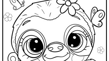 Adorable sloth with flowers coloring page