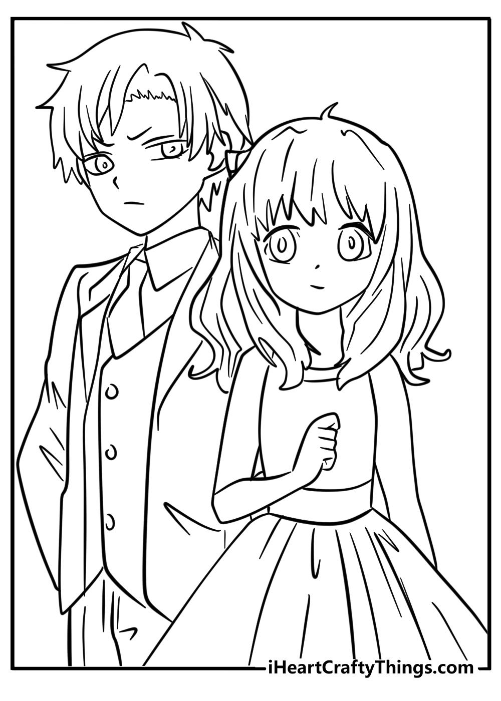 Anime coloring pages girl and boy