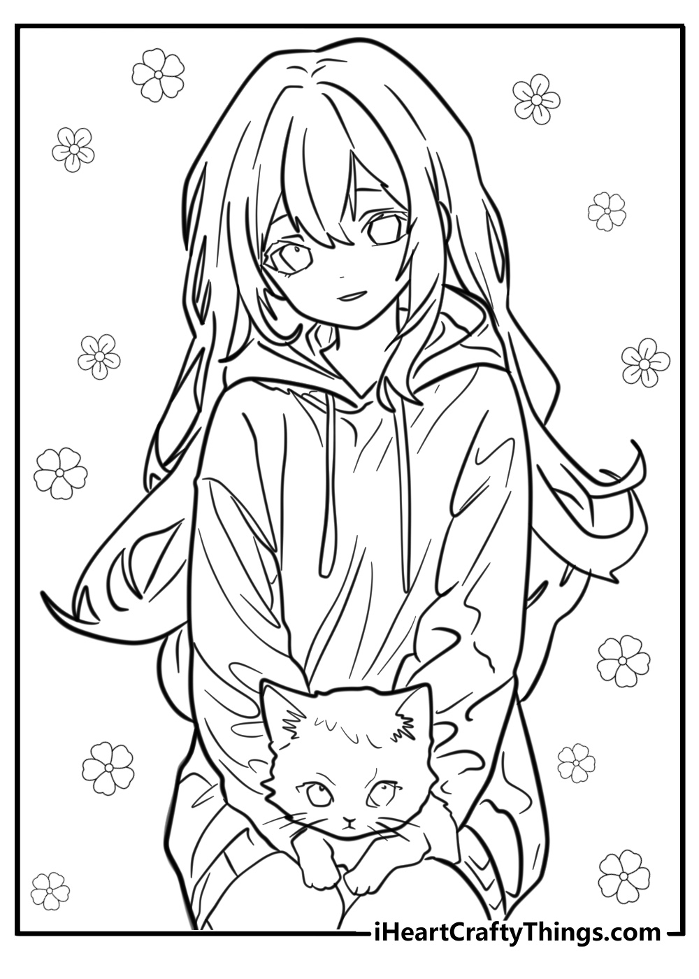 Anime cute girl coloring pages