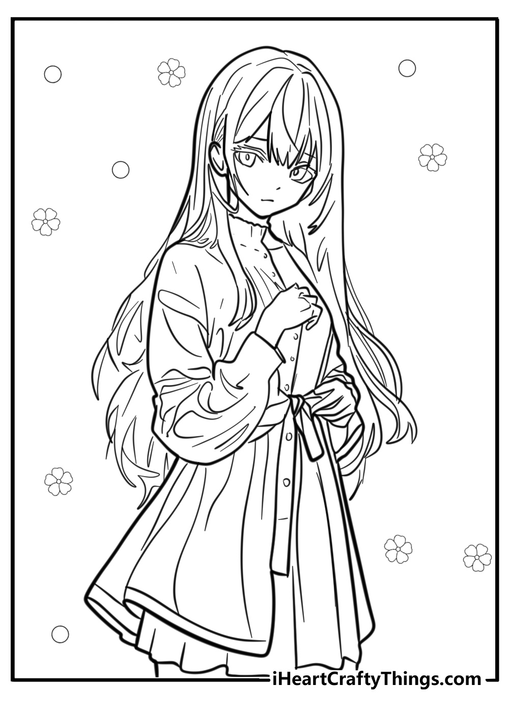 Anime girl coloring page easy