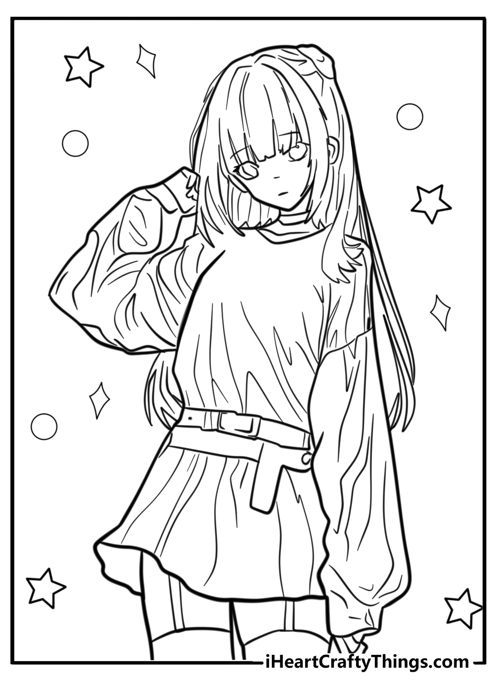 Anime girl coloring page