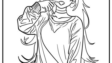 Anime girl coloring pages cute