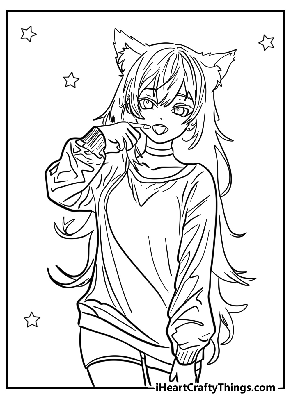 Anime girl coloring pages cute