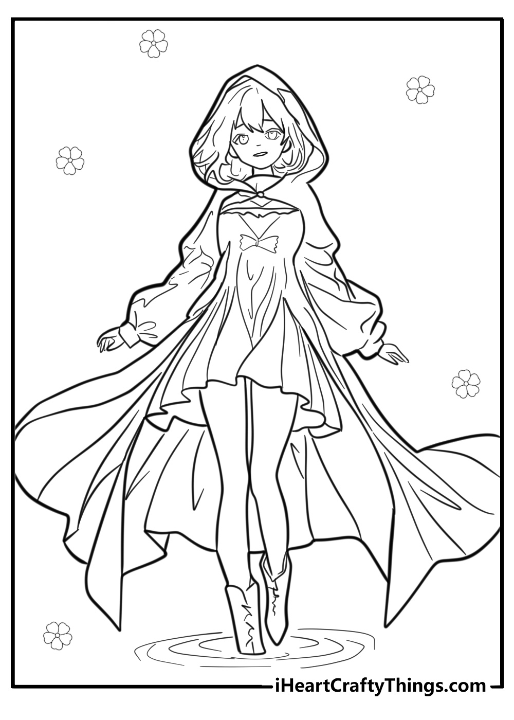 Anime girl coloring pages easy