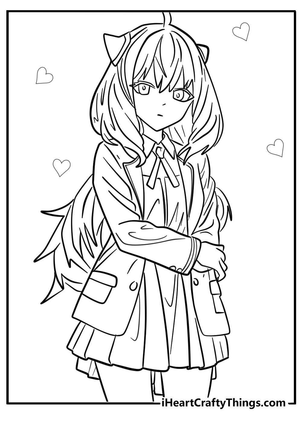 Anime girl coloring pages for adults