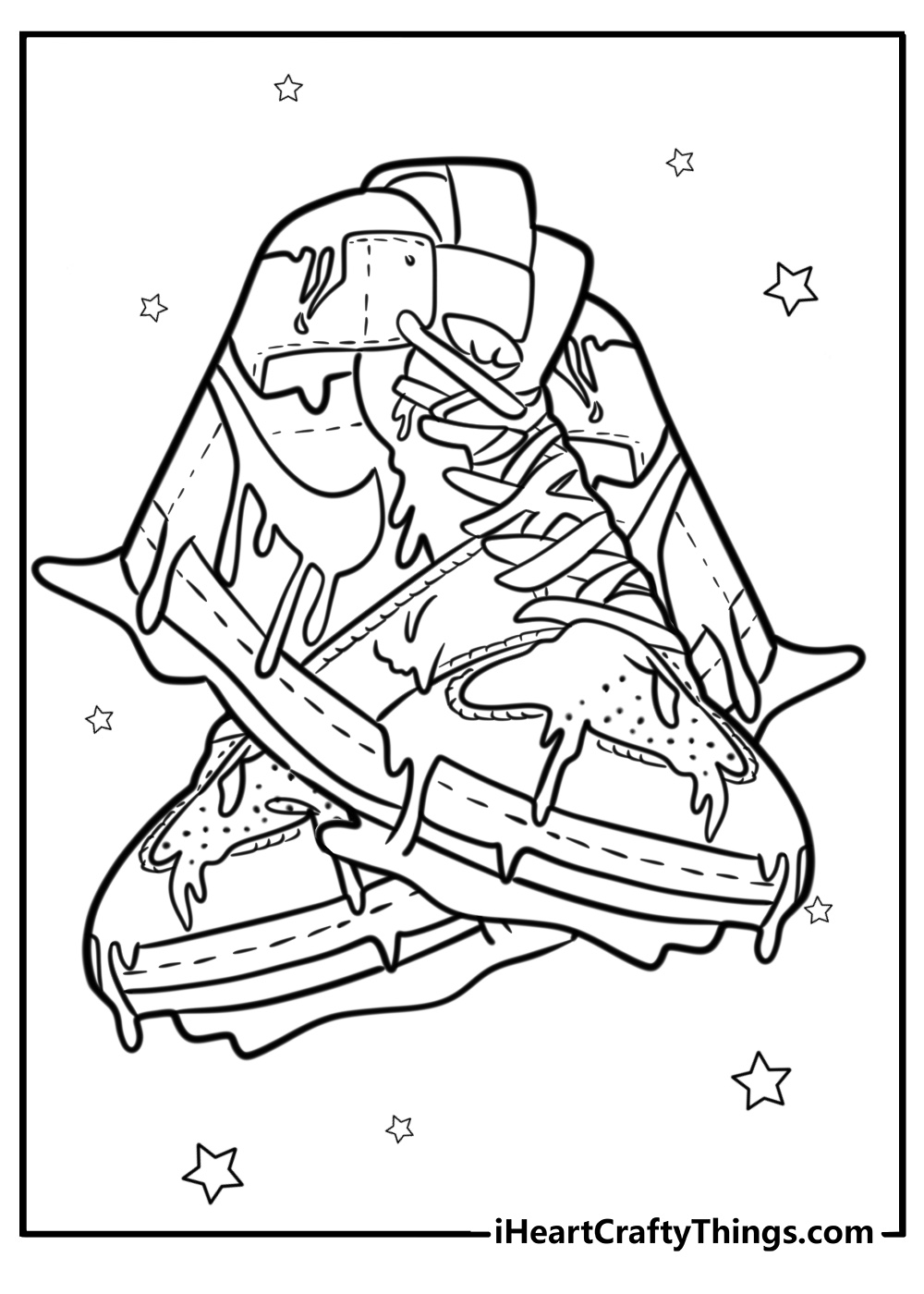 Artistic pair of nike shoes printables to color