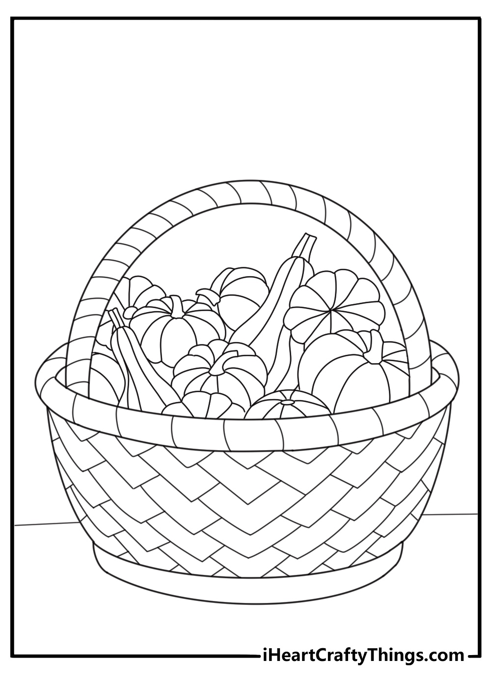 basket of pumpkins and gourds