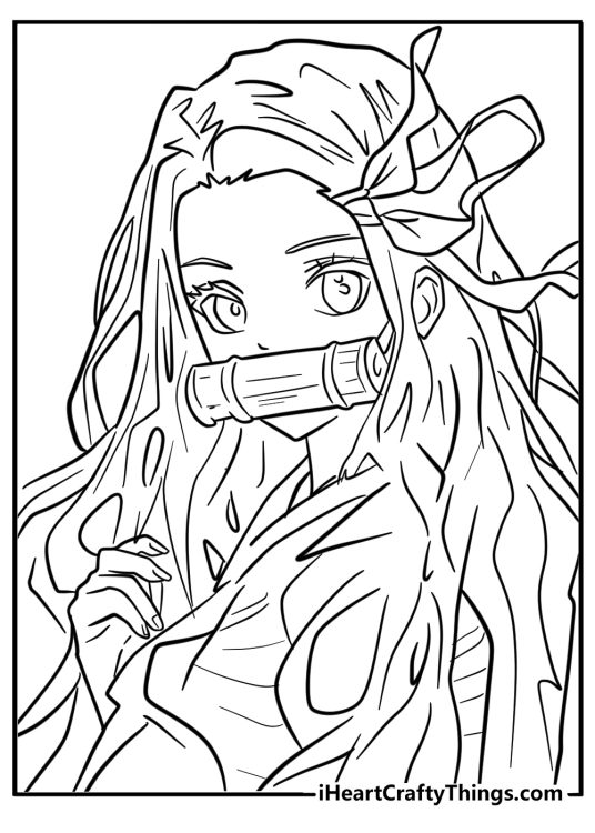 Anime girl-themed picture featuring a character inspired by Nezuko from Demon Slayer