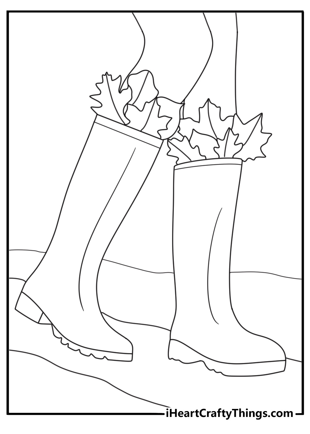 boots with fall leaves sticking out