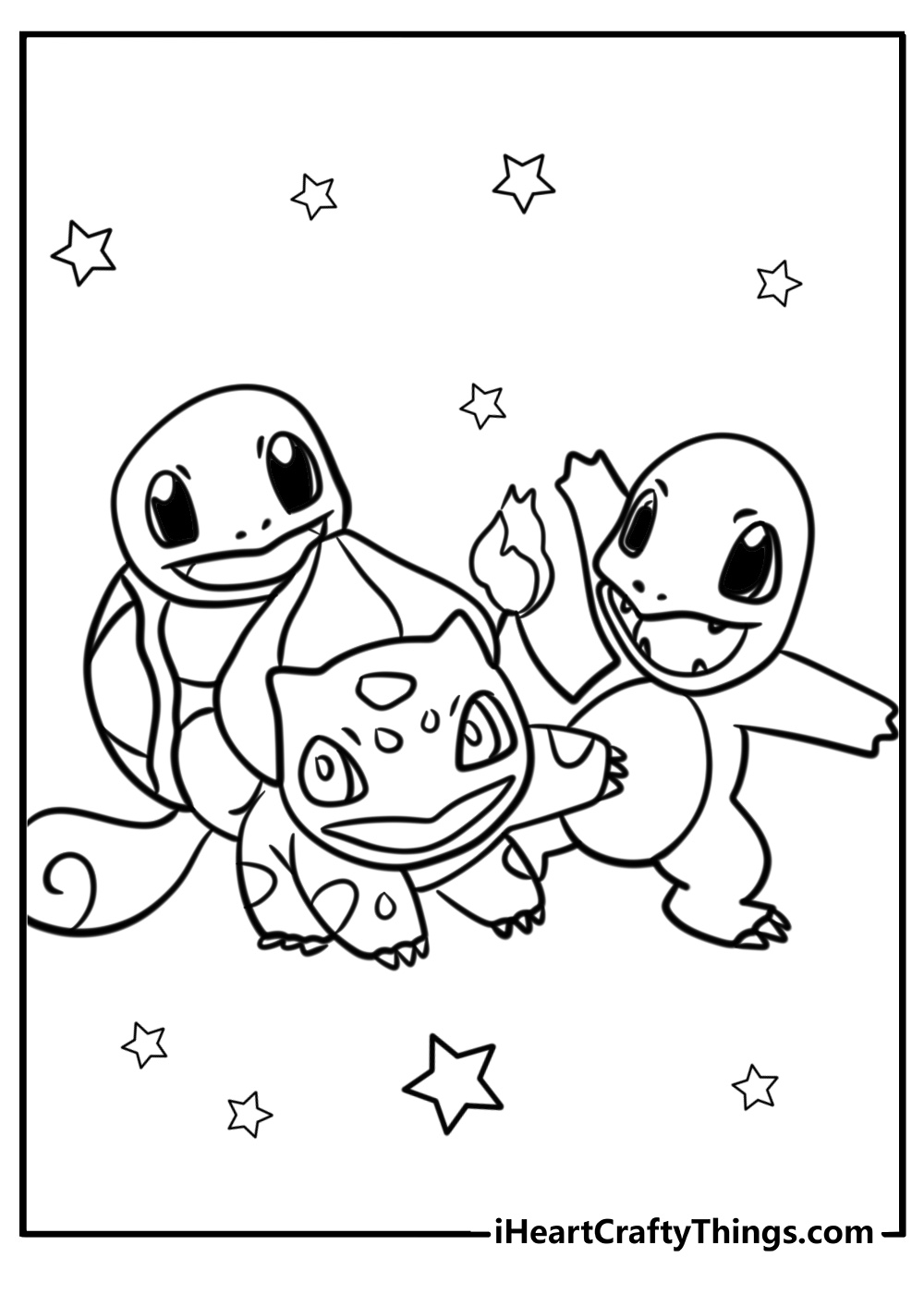 Bulbasaur charmander squirtle coloring page