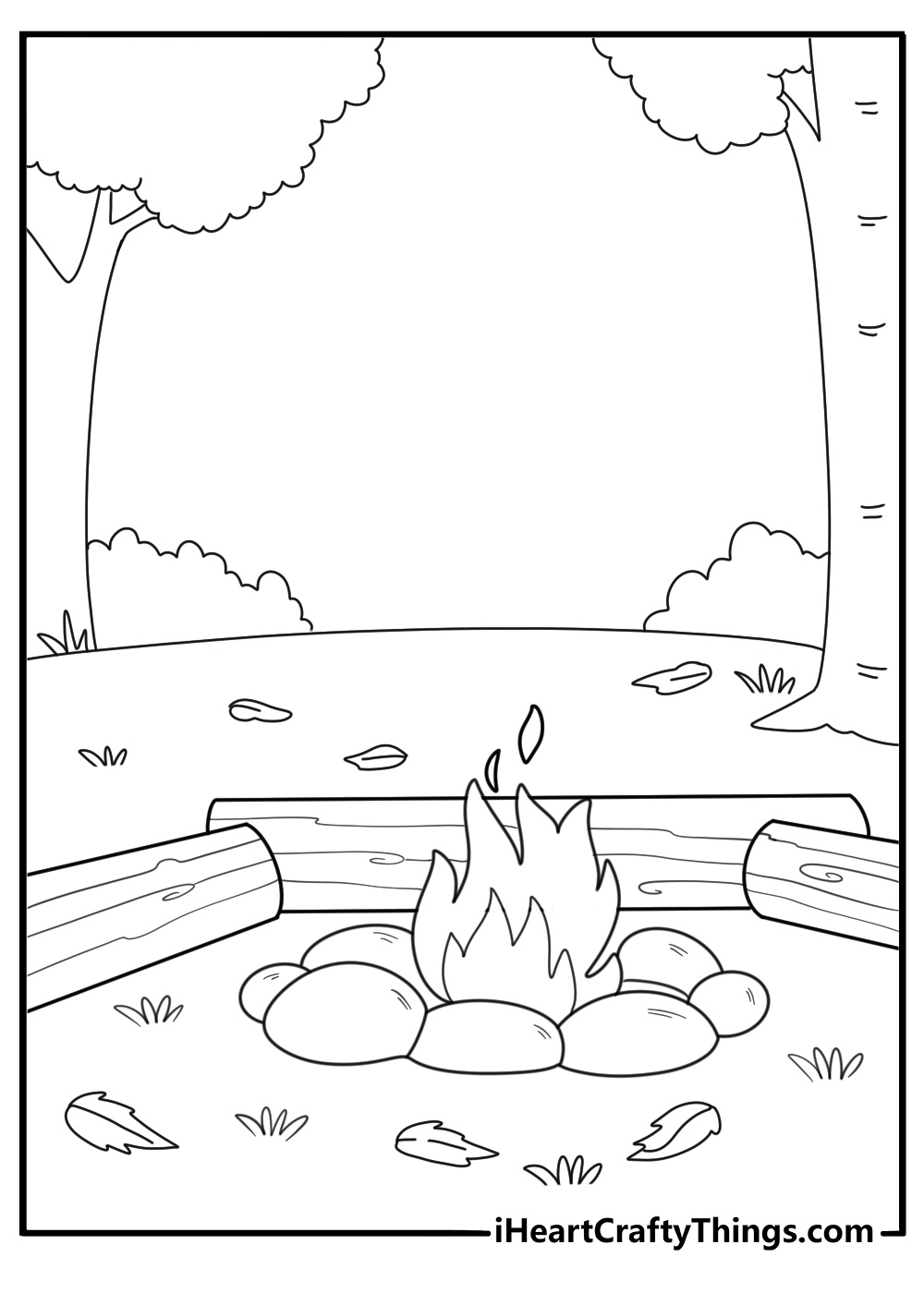 campfire in autumn woods