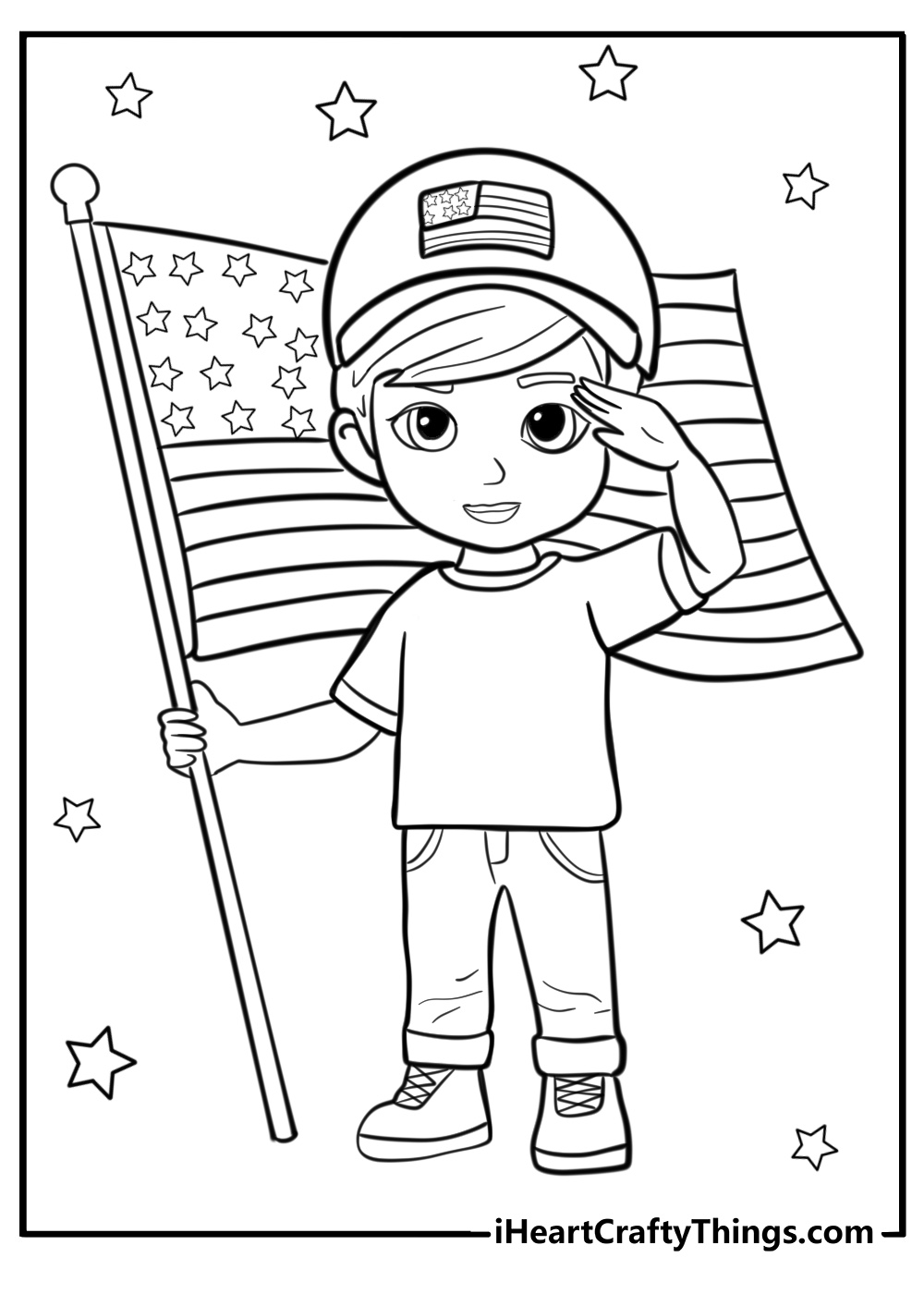 Cartoon boy with american flag on memorial day free pdf