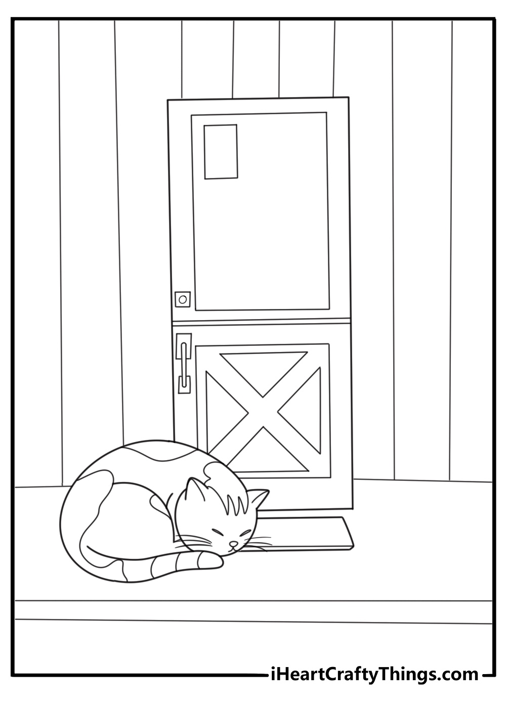 cat curled up on porch in autumn