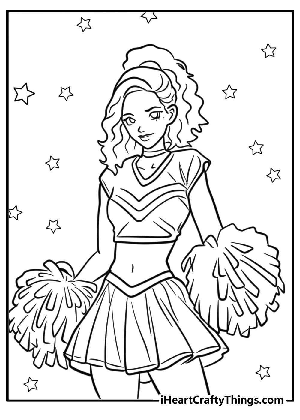 Cheerleader at a sports event free pdf to color