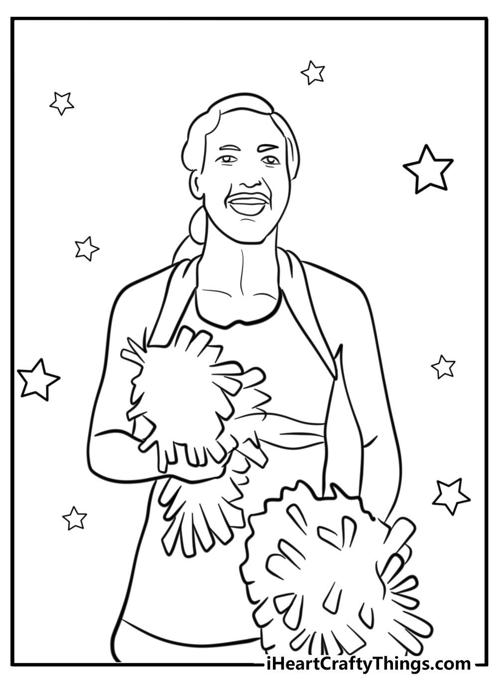 Cheerleader leading a pep rally coloring page