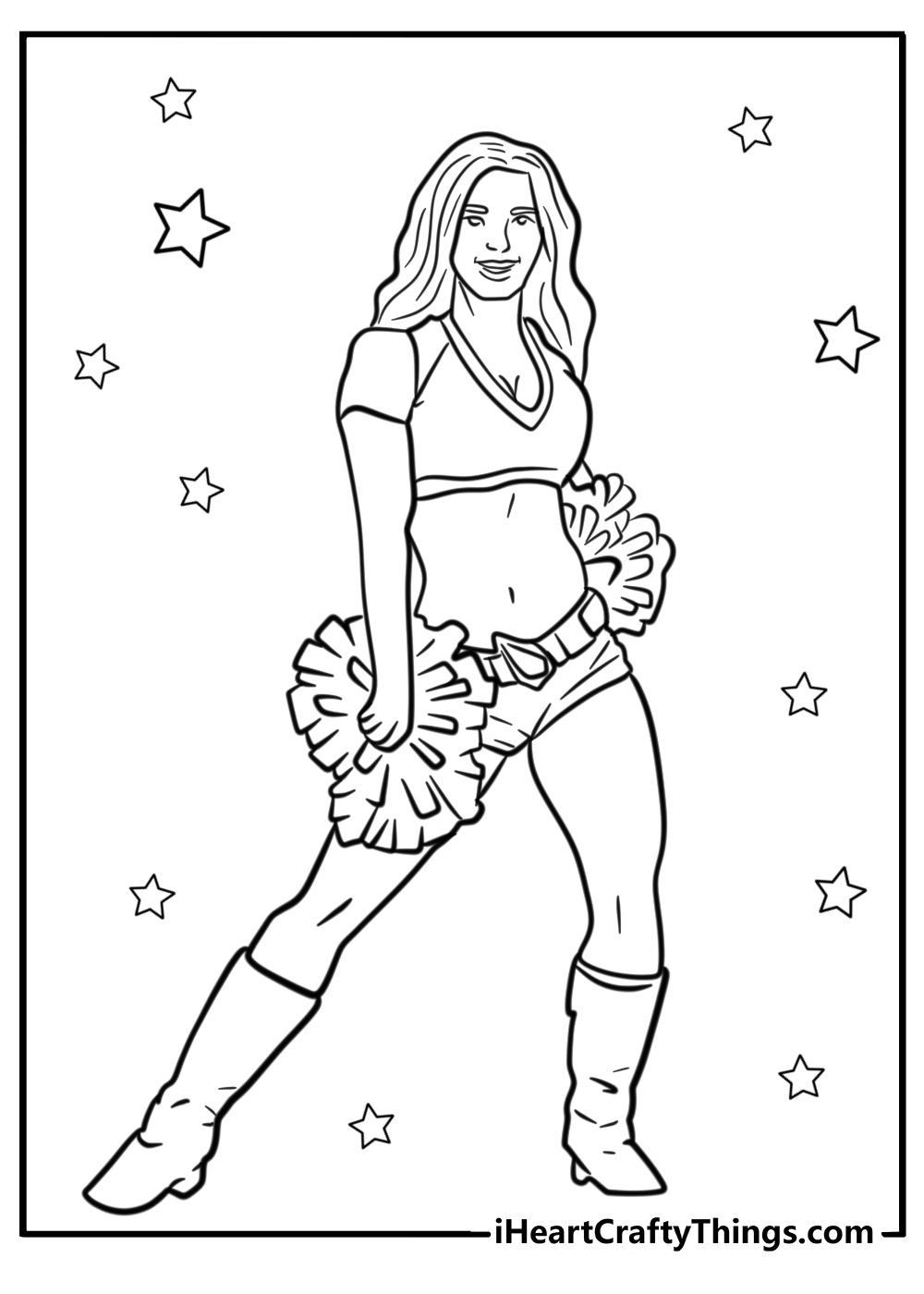 Cheerleader posing for a photo free coloring page