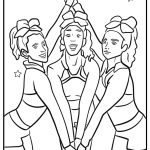 Cheerleader practicing with pom poms free coloring page