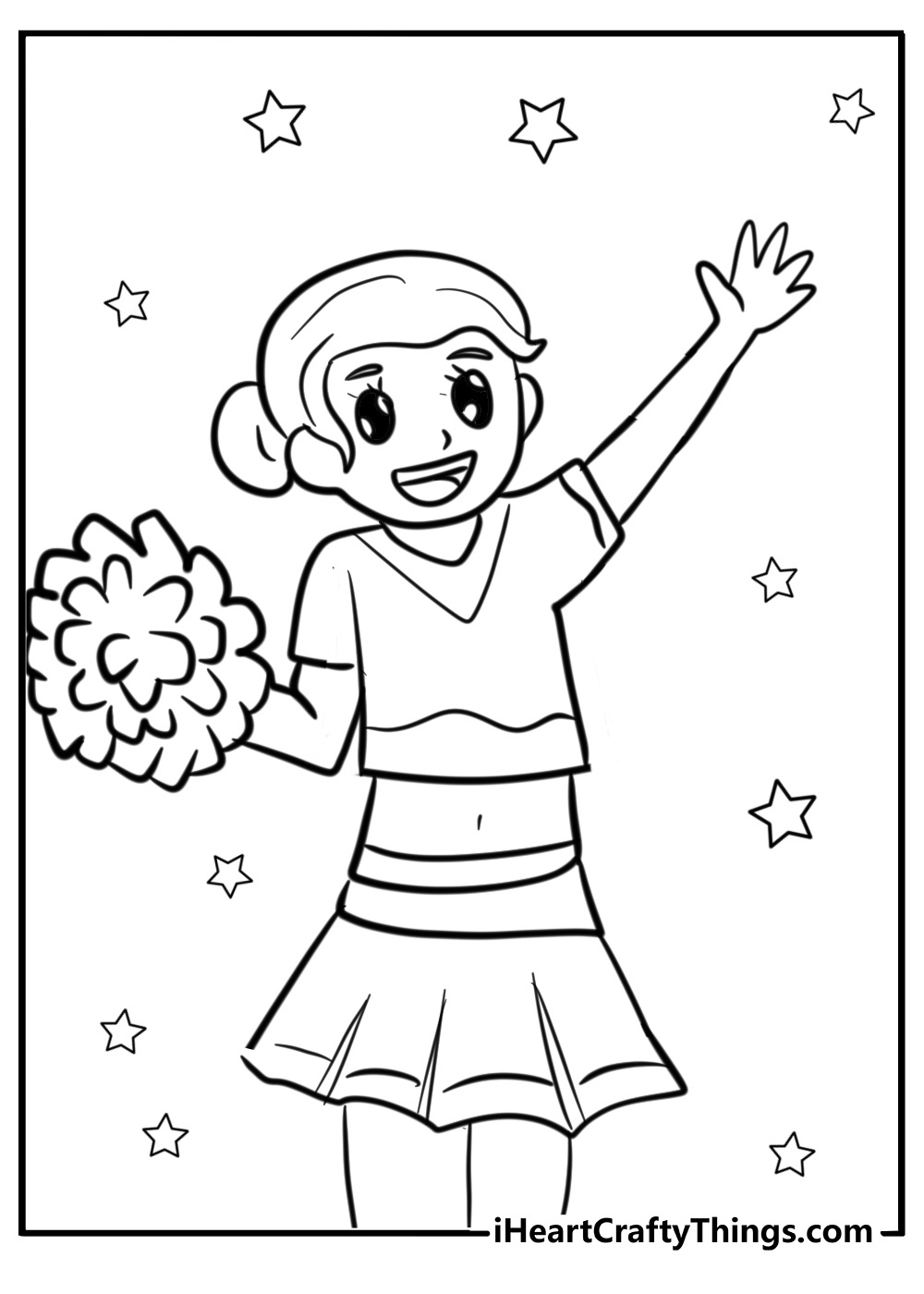 Cheerleader waving at the crowd coloring pages to print