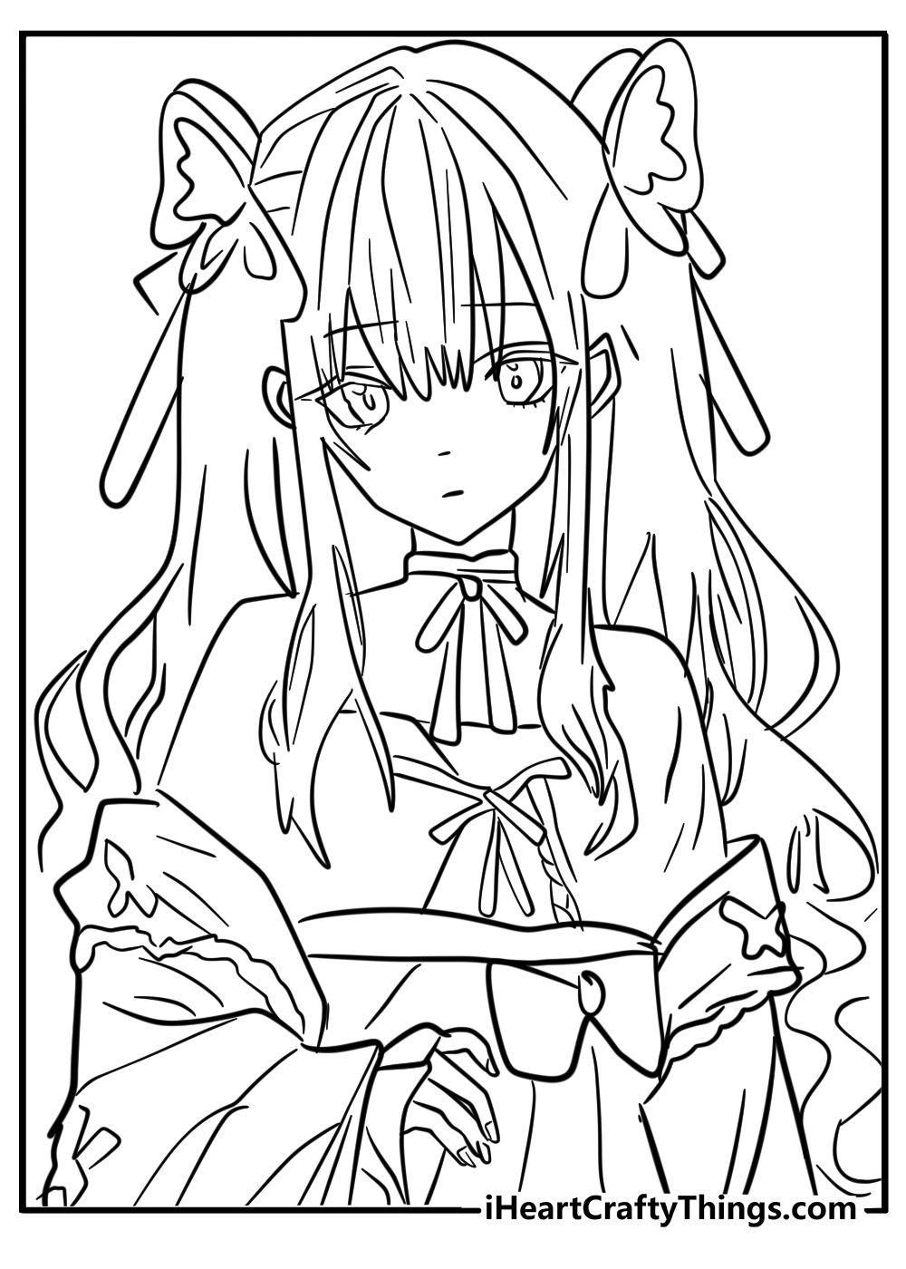 Coloring page of anime girl