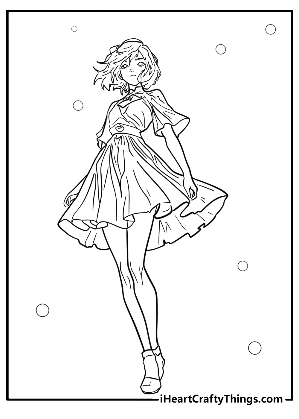 Cute anime girl coloring pages full body