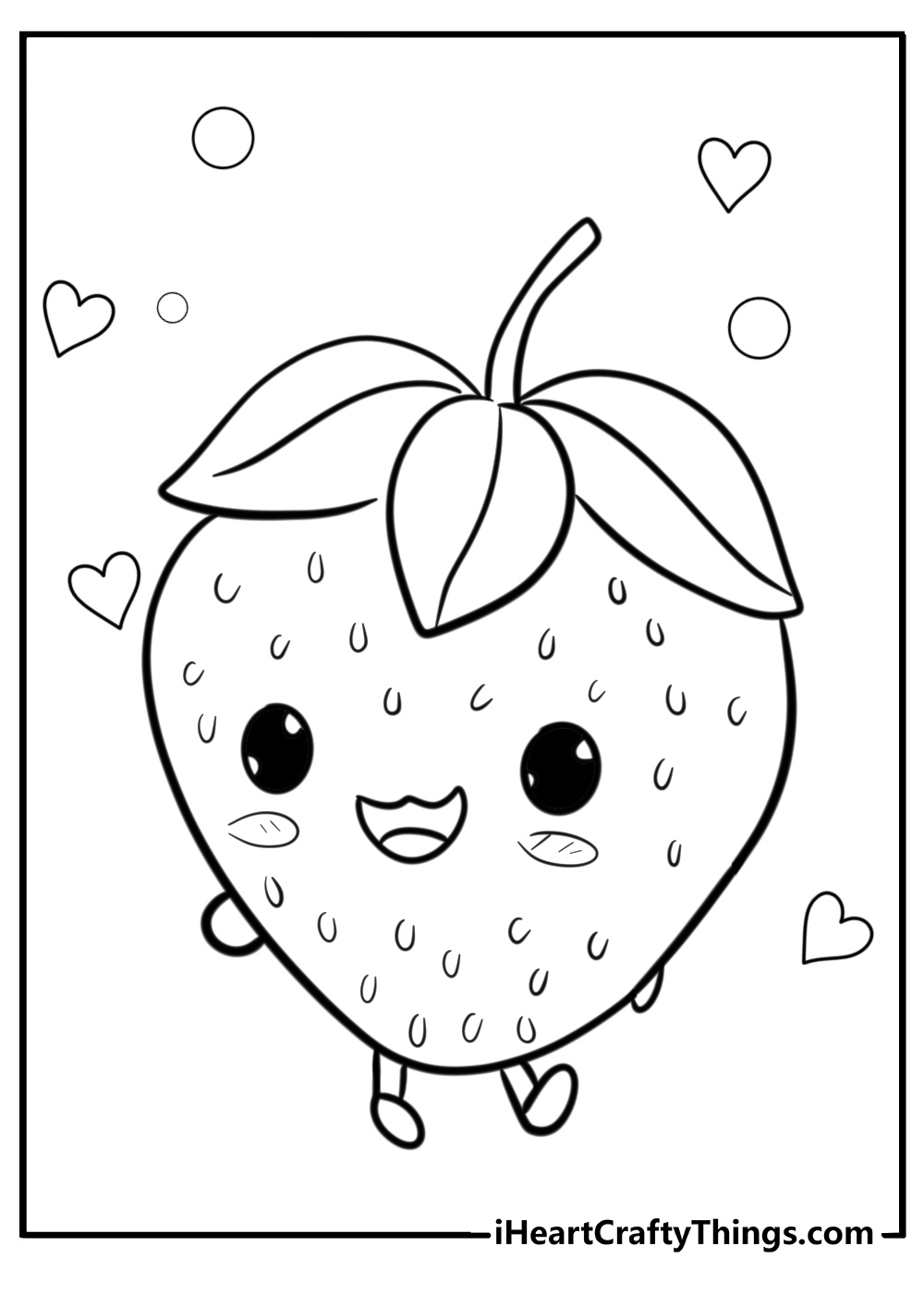 Cute strawberry coloring page