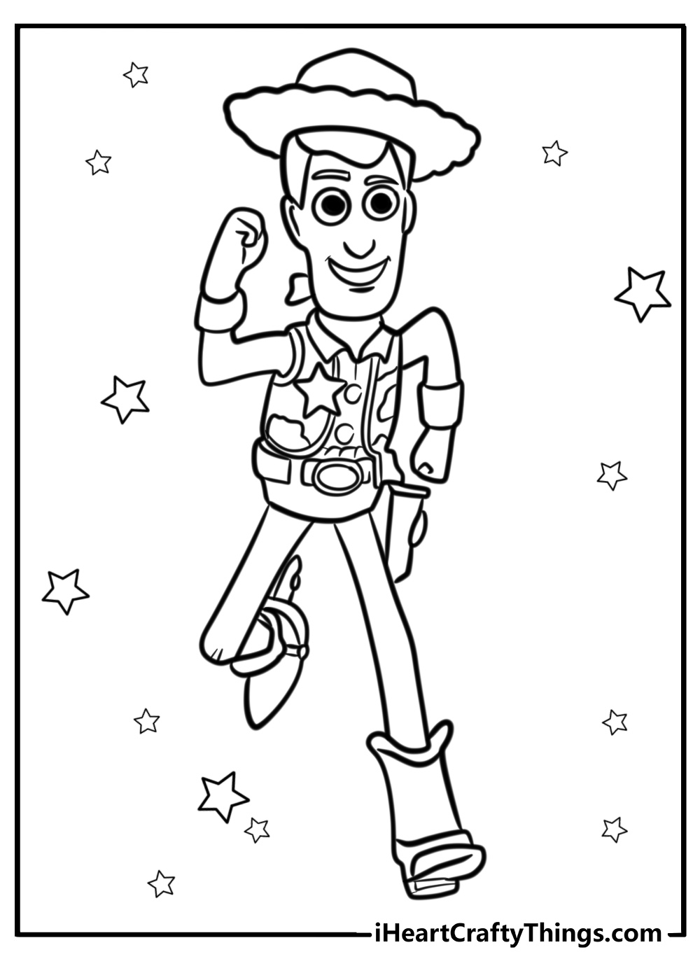 Detailed woody coloring page on the run